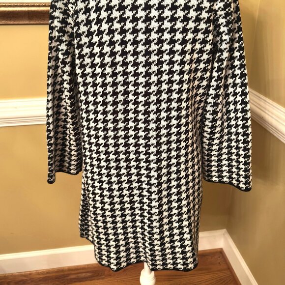 Fever Elegant Classic Houndstooth Coatigan Platter Collar Sz Large - Picture 4 of 5